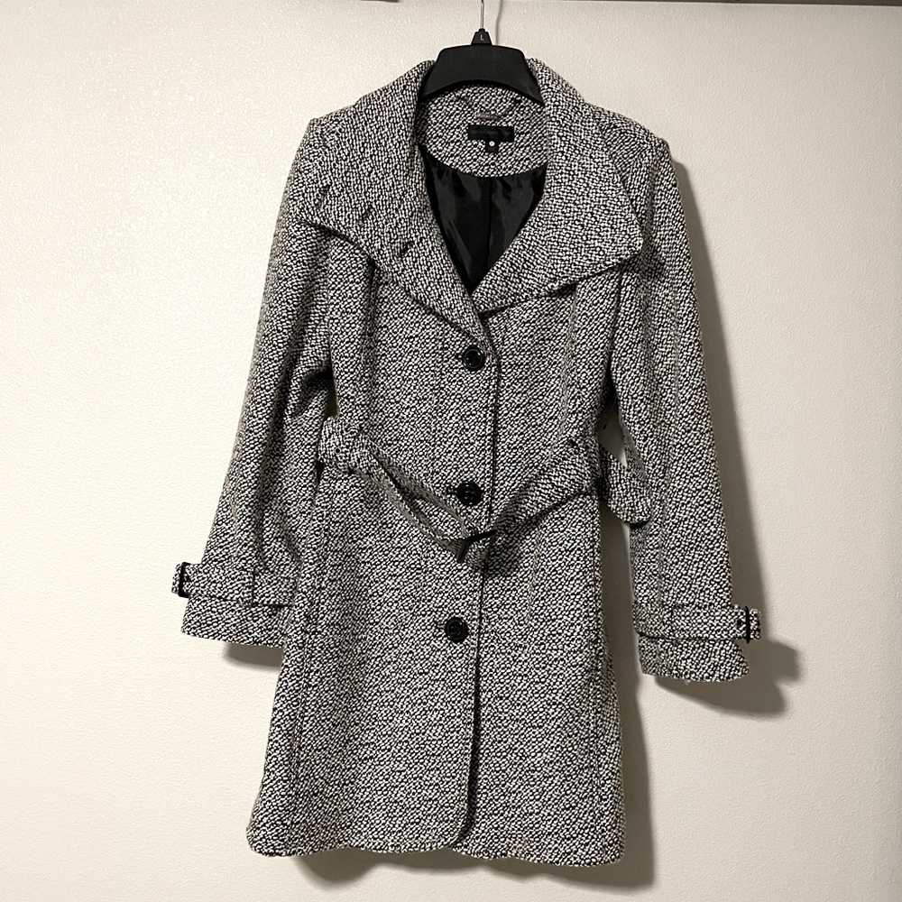 Worthington Black and White Tweed Pea Coat